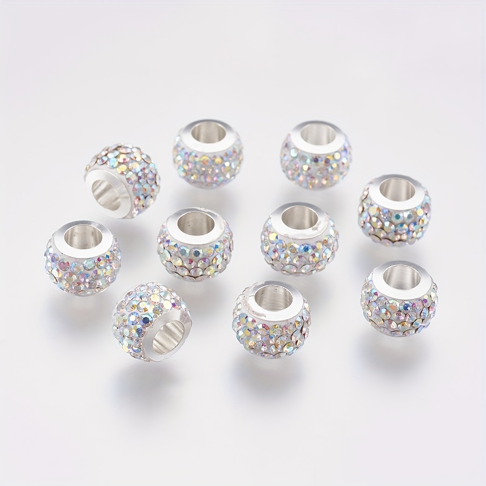 Image of 10 Large Hole Beads Made Of Alloy For Jewelry Making, Suitable For Bracelets And Necklaces