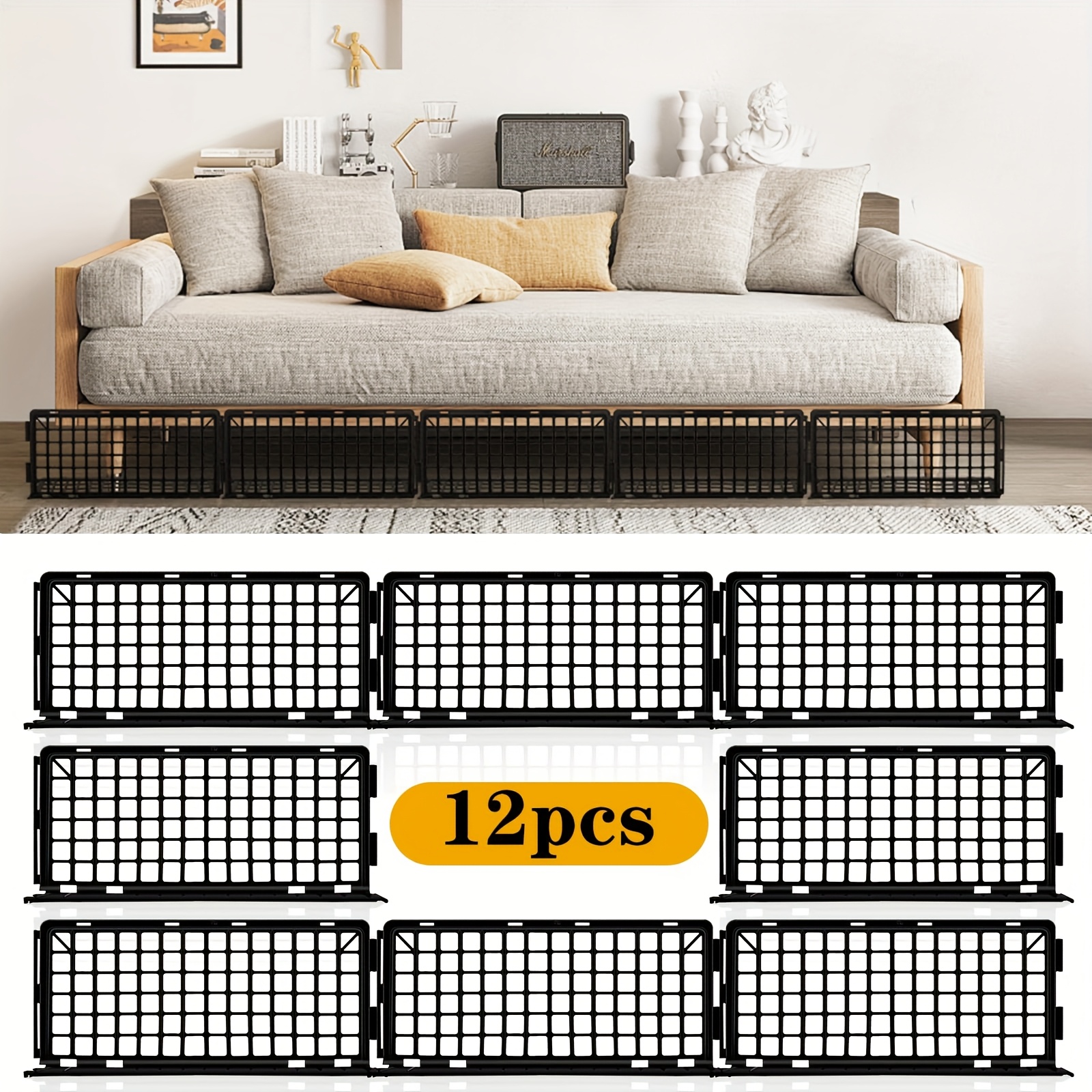 TEMU 12pcs Sofa Blocker For Sofa Beds Sliding Blocks, Which Can Prevent Pets, Toys, Etc. From Entering The Sofa (black)