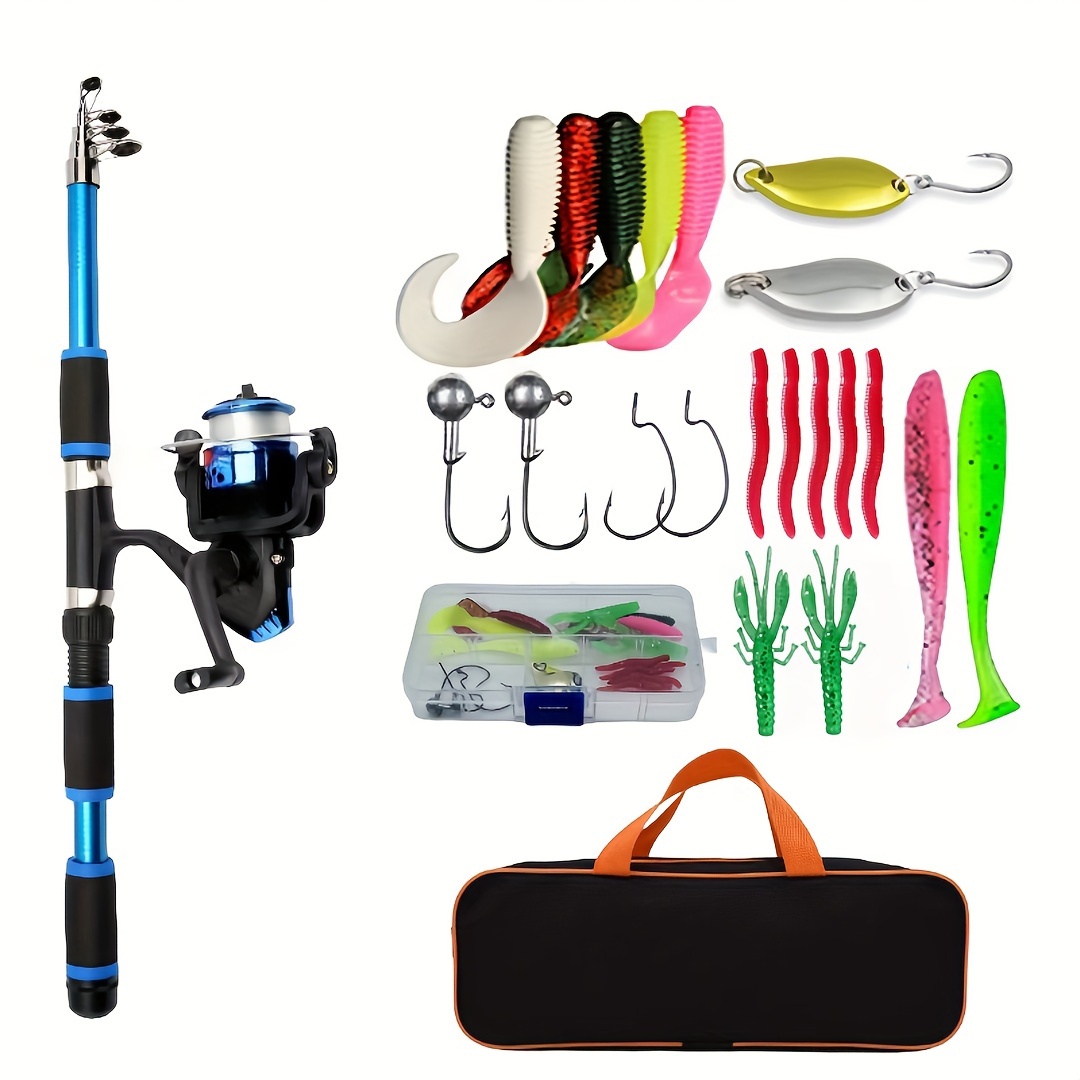 

Complete Fishing Rod Kit With Telescopic Rod And Hooks Travel Rod Set.