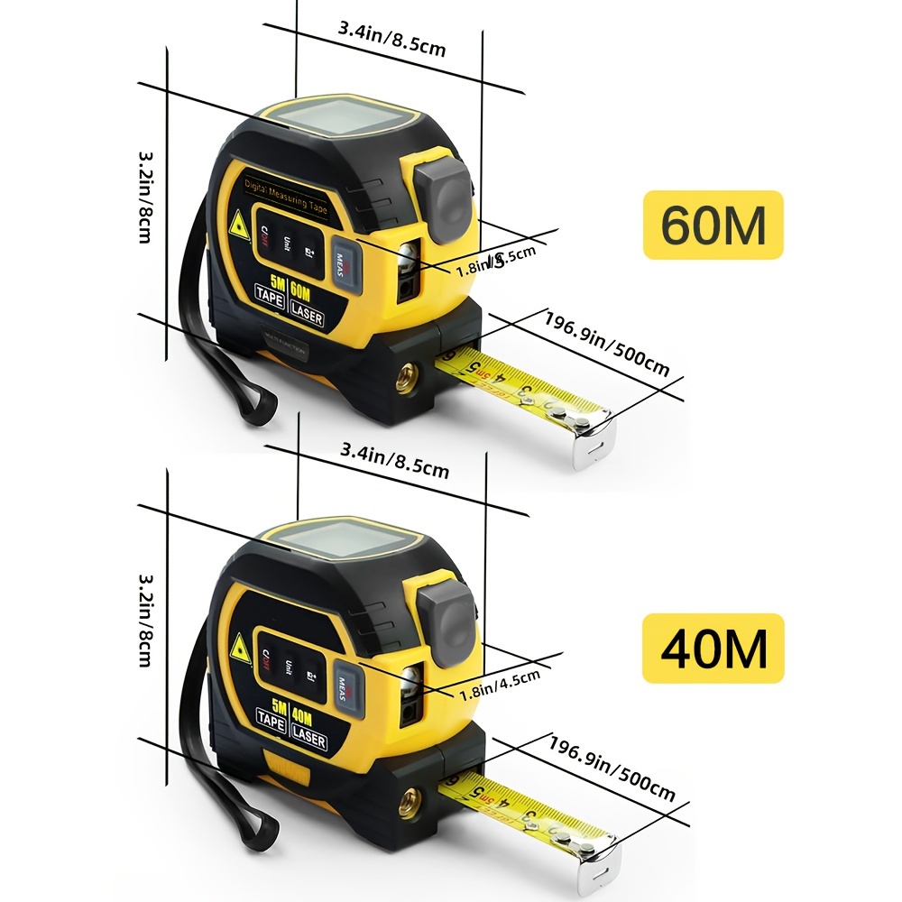  1pc 3 in 1 laser tape measure infrared distance measuring tool battery powered plastic for room floor wall door window construction projects 36v 0 4mw 1mw details 7