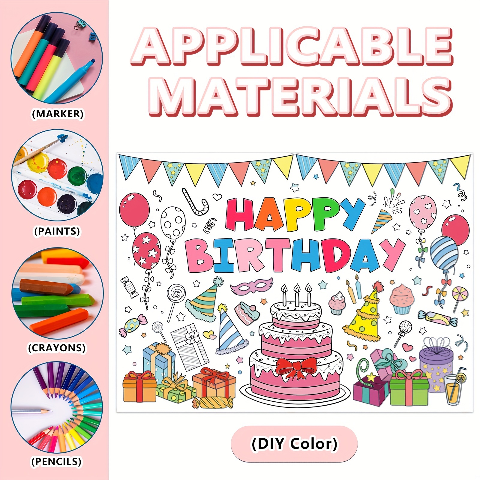 Happy Birthday Coloring Tablecloth