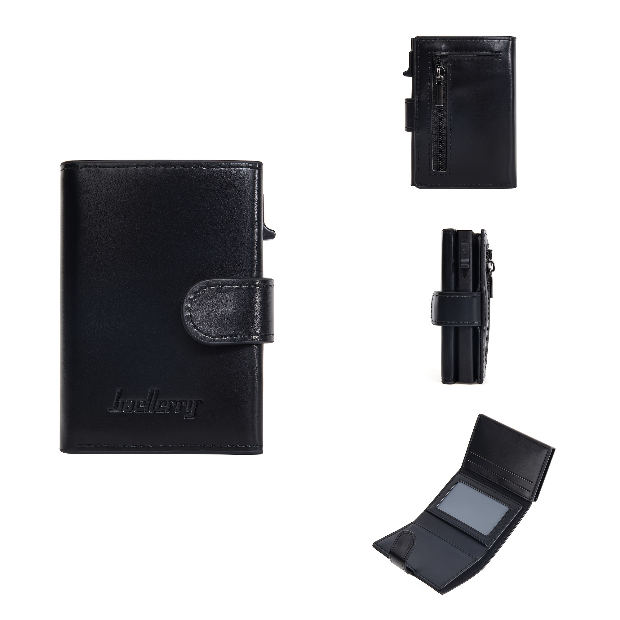 TEMU Baellerry Men's Rfid Blocking Anti-theft Wallet With Pop-up Card Holder & Large Bill Compartment - Heavy-duty Card Case Suitable For Travel,