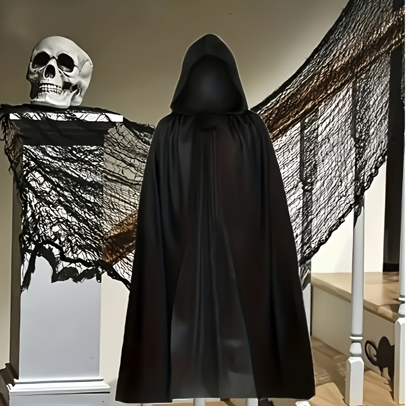 

3 Sizes Halloween Black Cape, Single Layer, Role-playing Vampire & Costume, Ideal Gift & Party Decor, Women's Costume Accessory Set, Polyester Fabric, , Vampire Theme, No Print, No Feather