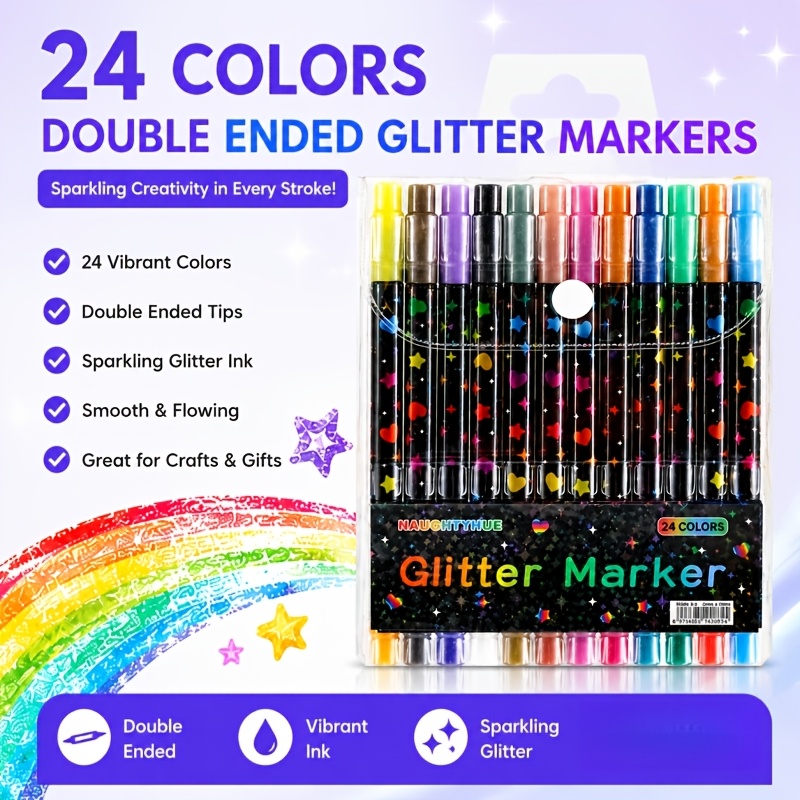 24   dual tip glitter pen set glitter markers quick dry ink fine tip to   for scrapbooking card making journaling drawing shimmering painting pens for artists and supplies professional art use