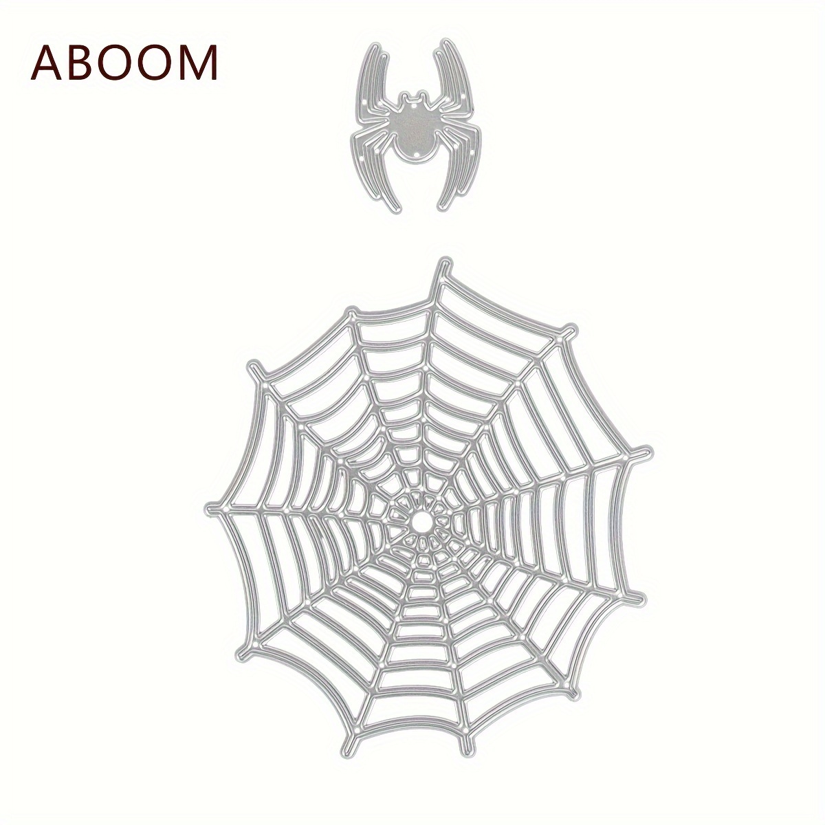 Image of Aboom And Cobweb Metal Cutting Dies Album Paper Card Stencils For Birthday Cards, Halloween Embossing Card Decoration
