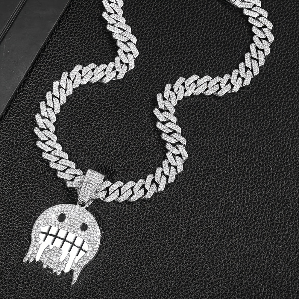 Hip Hop Ice Face Pendant Cuban Chain Necklace