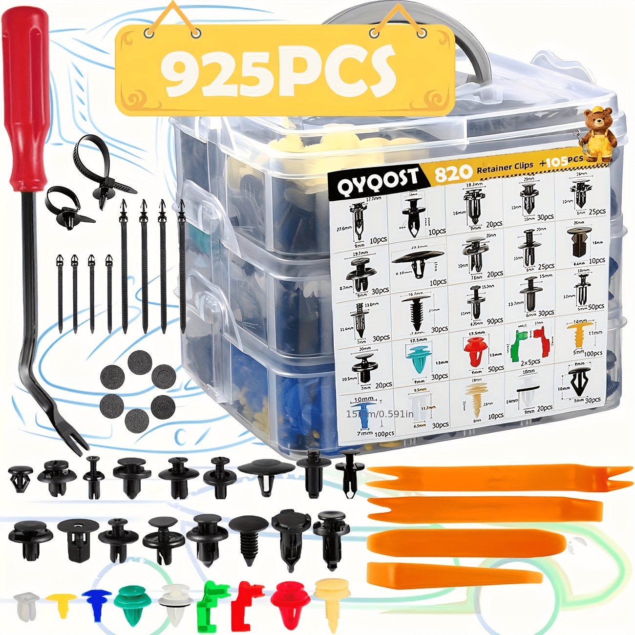 TEMU 928pcs/240pcs Bumper Retainer Clips Car Plastic Rivets Fasteners Push Retainer Kit 26 Popular Sizes Pin Rivets Set -door Trim Panel Fender Clips