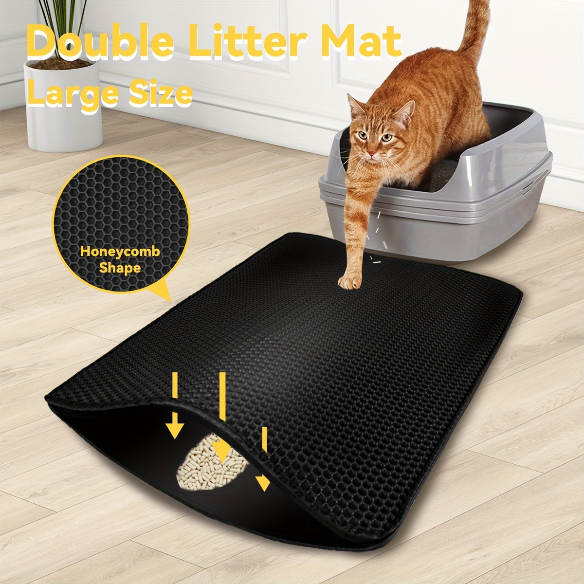 

1pc Eva Cat Litter Mat, Double-layer Honeycomb Design, , Non-slip, Washable, And Easy To Clean - Protective Pad For Cat Litter Box, Toilet, Bathroom, Feeding Area - Ideal For Cats And Small Pets