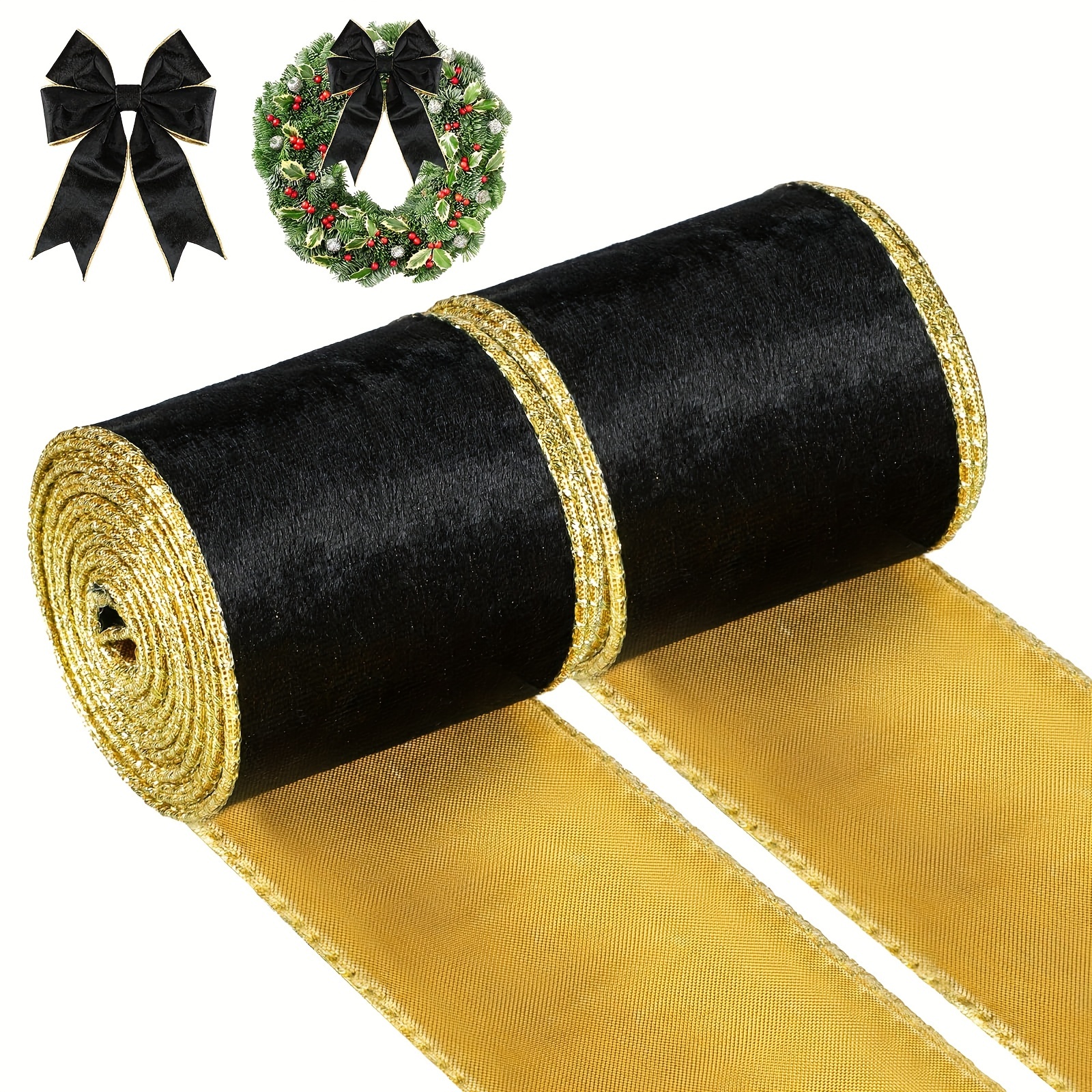 

2 Rolls, +gold Christmas , 2.5 , And Christmas Craft For Decorations, Christmas Tree , Christmas Wrapping , Christmas