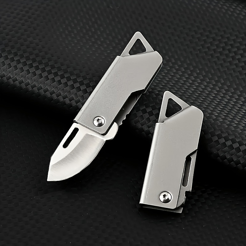 retractable utility knife box cutter pocket folding knife d2 blade compact lightweight for office craft outdoor flat edge keychain accessory