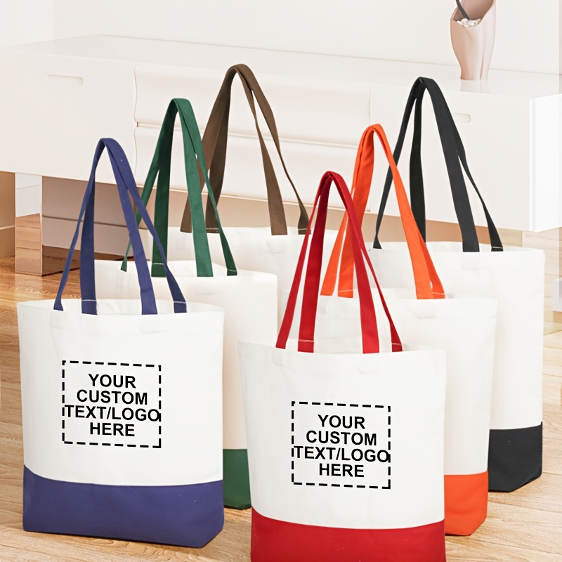 

10pcs Customizable Canvas Tote Bags, Personalized & Text, Assorted Colors, Ideal For Jewelry Packaging And Small Gift