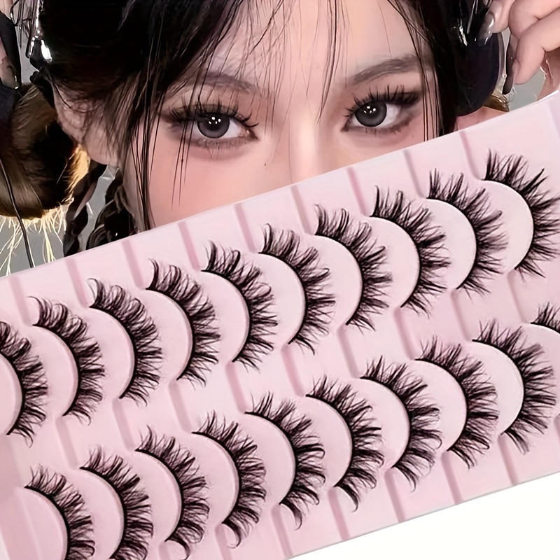 

10 Pairs Of Manga Doll Eye Lashes - Multilayer Natural Cross Thick Curling False Eyelashes For Beautiful Fashion Makeup Cosmetics