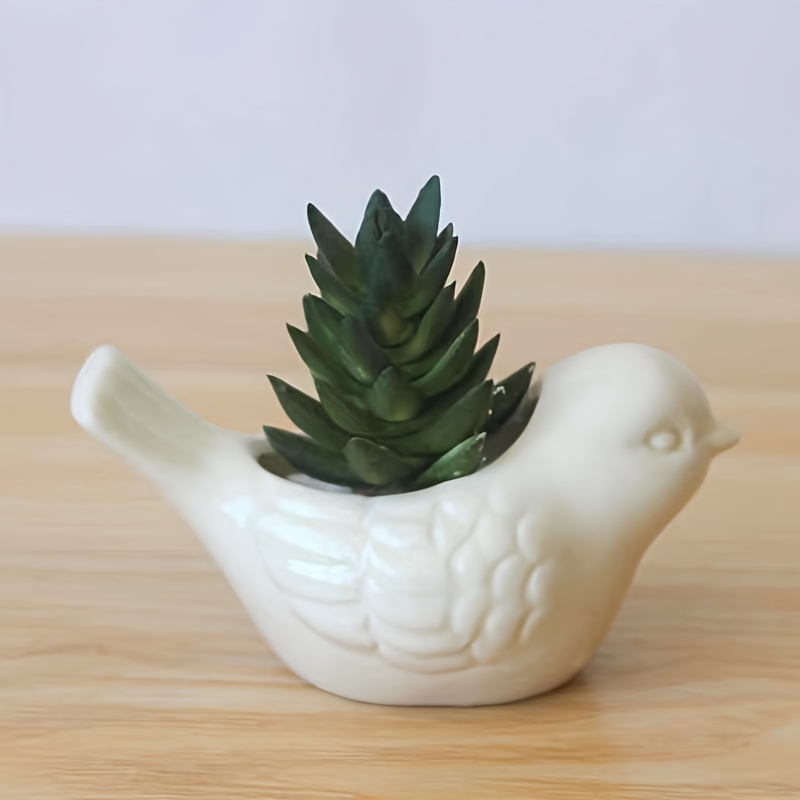 

Classic Style Ceramic Bird Planter - Seasonal Tabletop Decor For Christmas, New Year, Valentine's Day - Featherless Multipurpose Pot For Succulents & Small Plants