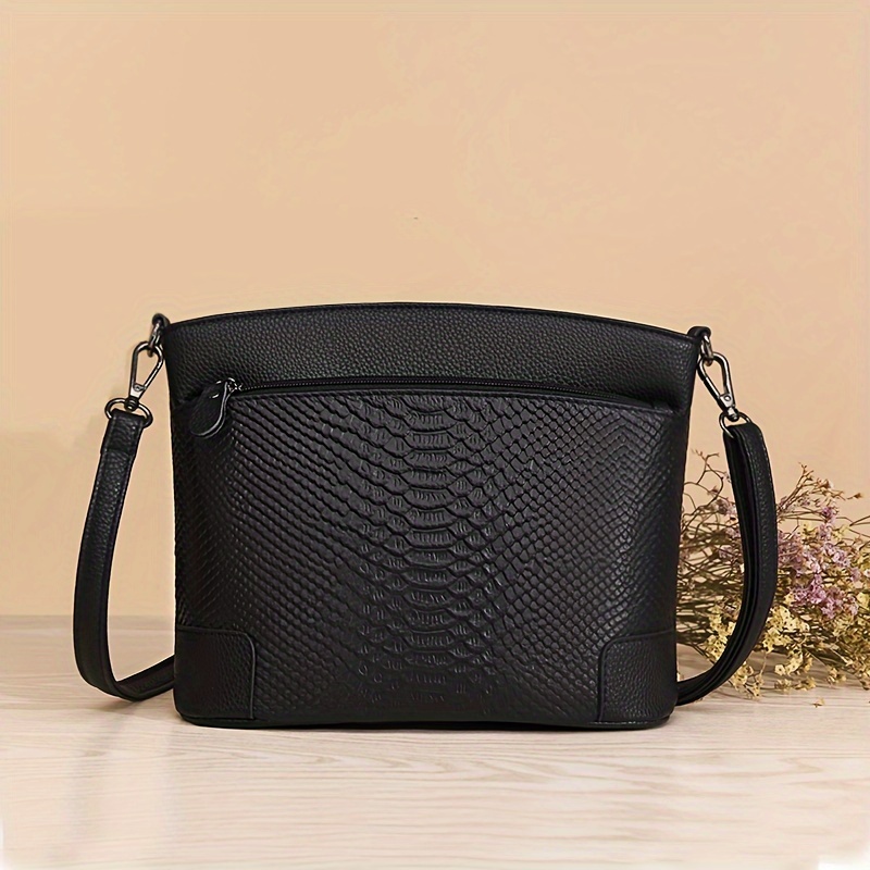 

Crocodile Pattern Crossbody Bag Removable And , Polyester Lined, Shoulder Bag For Women