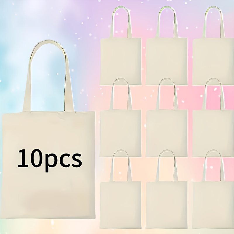 10pcs Women's Shoulder Bag Personalized Customization Minimalist Blank Handheld Bag, With Painting, Sewing, Stickers, Handmade Diy Bag, Picnic Packaging Bag, Daily Attendance Tote Bag, Gift Bag