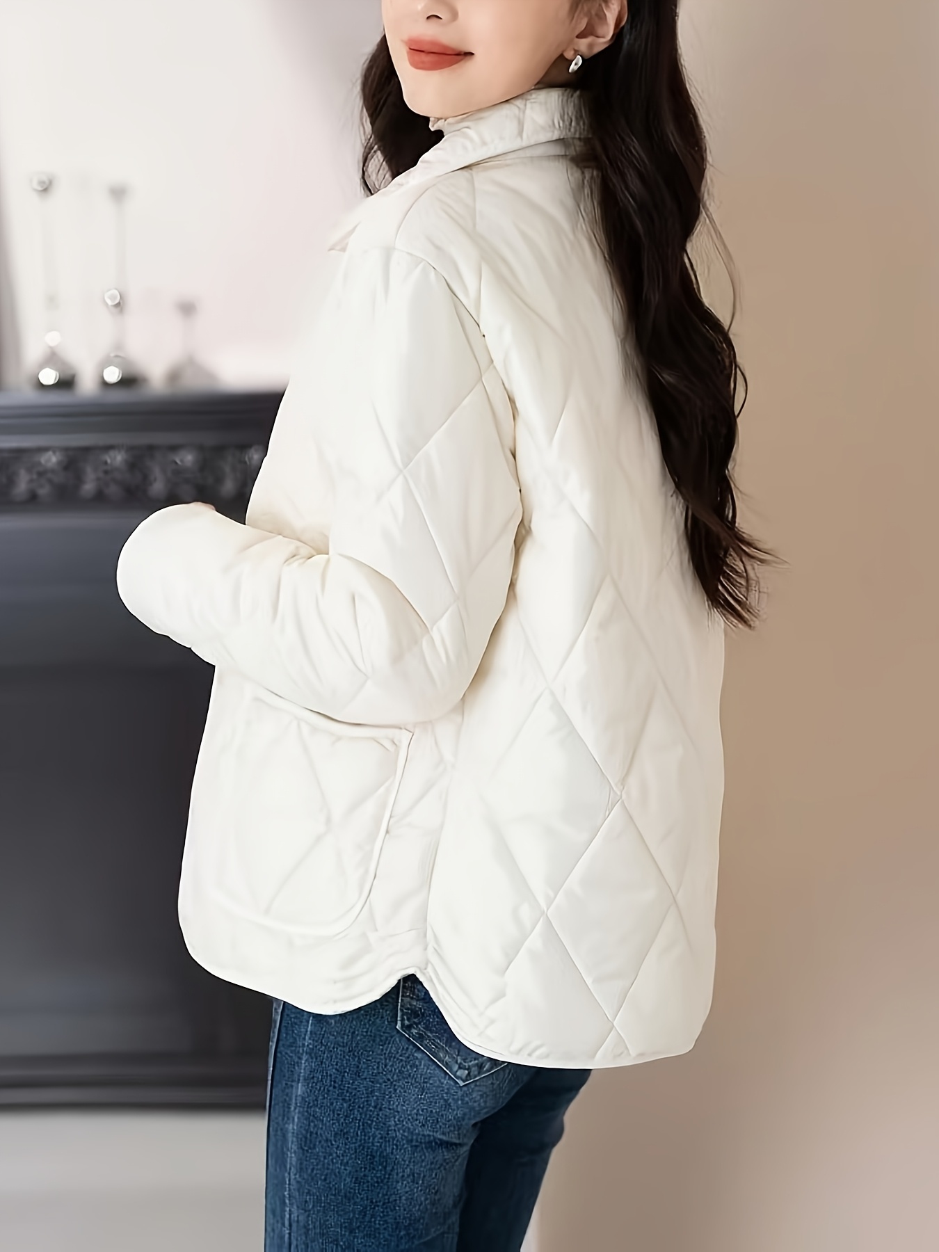 2025 Neues Damen-Reisekleidungsmantel Elegante dünne weiße Steppjacke für  Frühling und Herbst 100% Polyester-Pufferweste mit Umlegekragen und