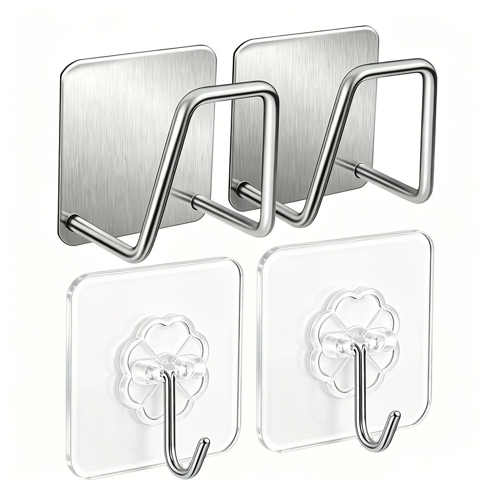 TEMU 4pcs Sponge Draining Rack Set, Stainless Steel Sink Sponge Holder - Self-adhesive No-drill Kitchen Storage, Rustproof Suction Cup Installation,