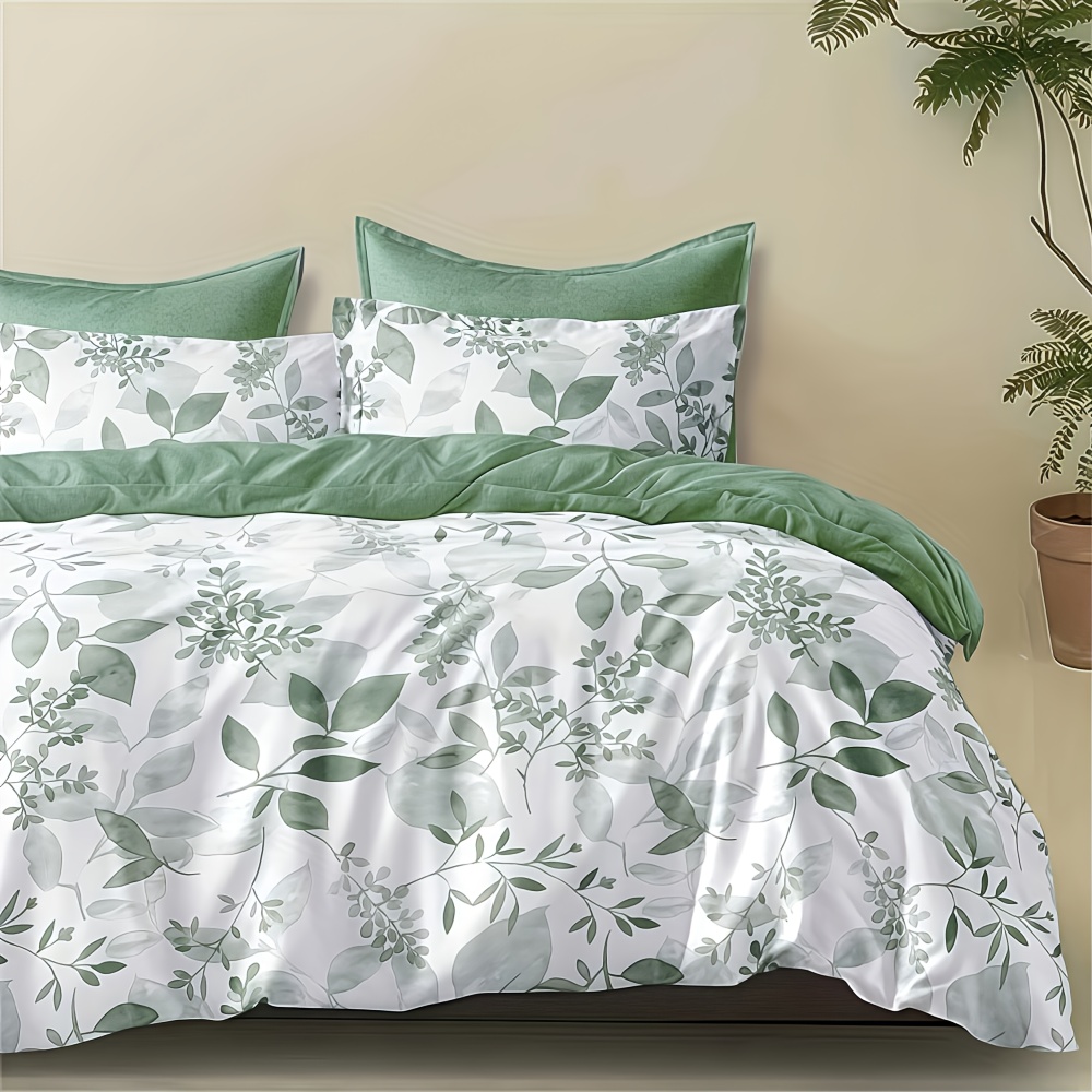 3pcs Solid Color Floral Print Duvet Cover Set, Includes 1 Duvet Cover and 2 Pillowcases (filling Not Included), Zipper Closure, Machine Washable, Polyester Material - Suitable for All Seasons, Ideal for Student Dorms and Home Bedrooms