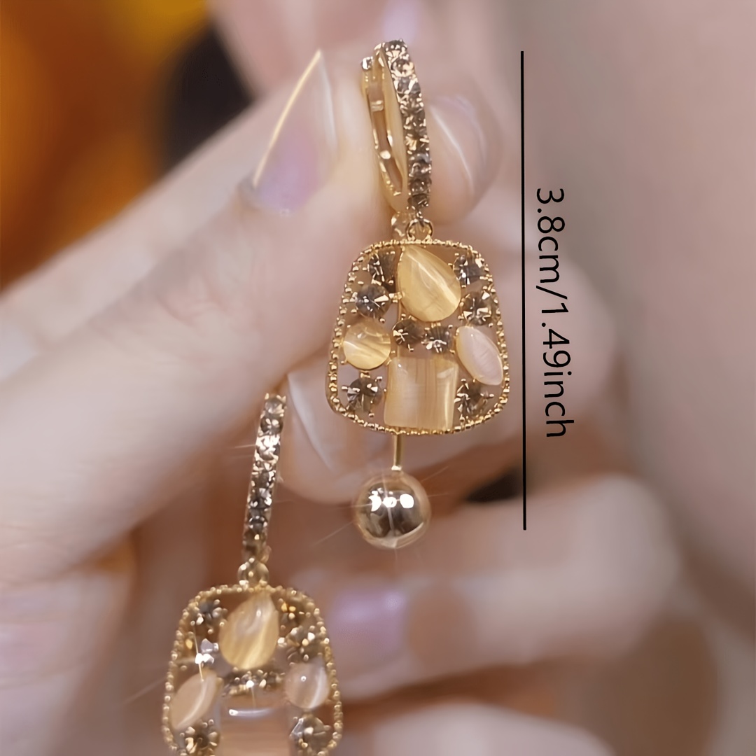 Champagne Resin Earrings with Glass Embellishments