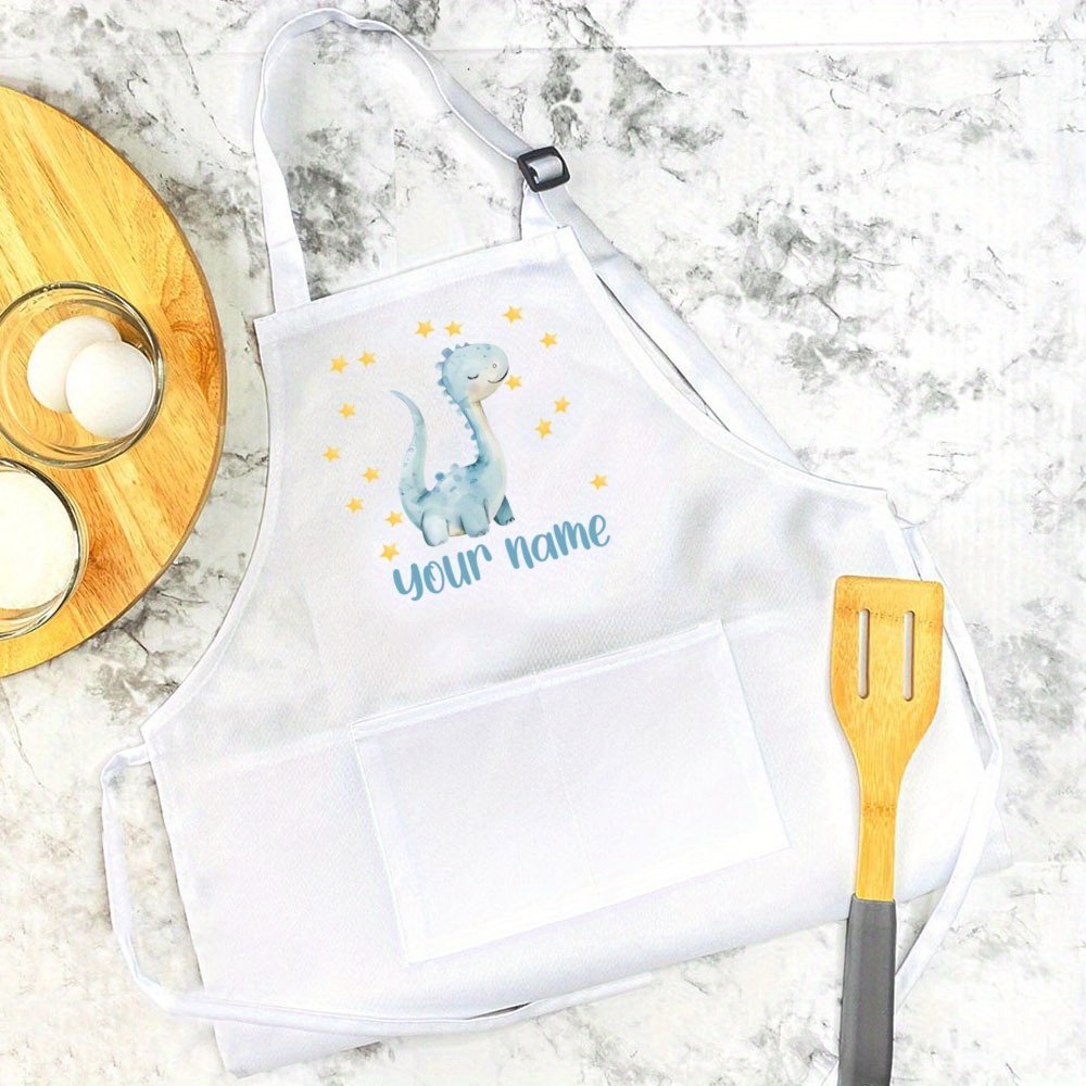 TEMU Tablier de cuisson personnalisé avec motif de dinosaure, nom personnalisé et ensemble de cuisine multifonctionnel, tablier de style amusant,