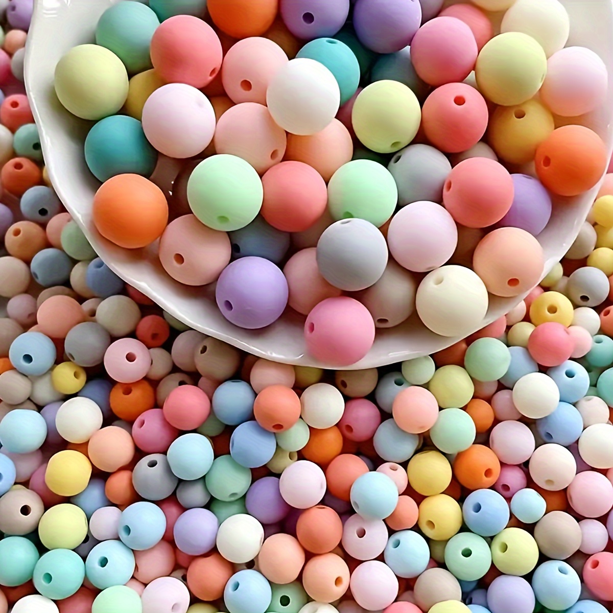 105pcs Loose Bead Jewelry Accessories, Macaron Frosted Round Beads, Matte Straight Hole Beads For Diy Bracelet Making, Handbag Weaving, Phone Charms, And Necklaces