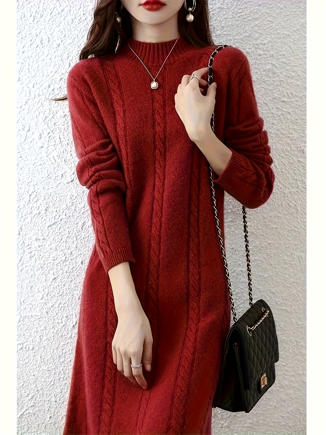 robe d'hiver femme pull col en à Temu Canada