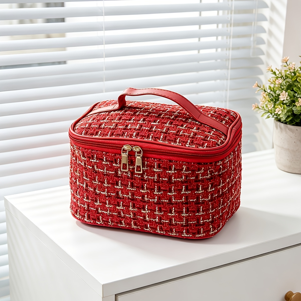 TEMU Stylish Colorful Travel Toiletry Bag, Portable Women's Makeup Bag, Large Opening And Handle For Carrying Cosmetics And Toiletries, Internal Mesh