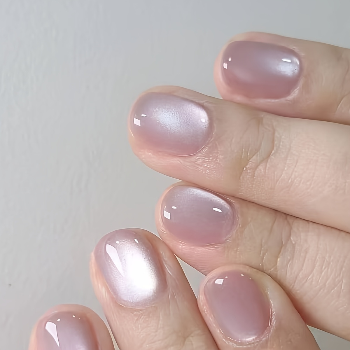 24pcs Gorgeous Square Short Pressing Nail Slices, Pink Naked Cat Bright Fake Nails, With 1 Nail File And Jelly Glue For Party And Daily Wearing Pressing Nail Supplies