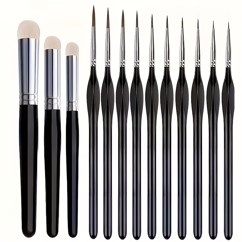 Image of A Set Of Brushes And Liner Brushes With Wooden Handles, Suitable For Miniature Models, Acrylic, Watercolor, And Oil Painting, For Enthusiasts In Desktop Model Making