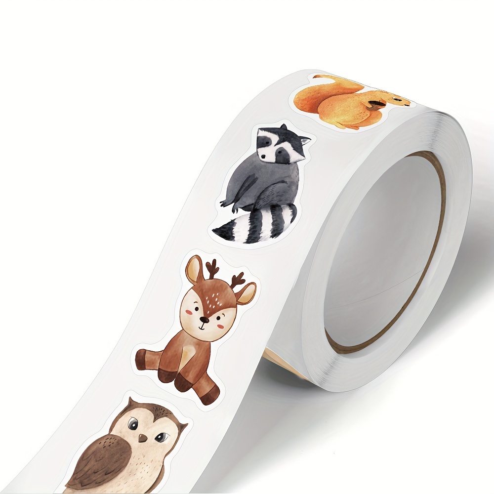 500pcs Roll Of 1-inch Hand-drawn Animal Stickers, Unique Shapes, Self-adhesive Decorative Labels For Everyday Office Use