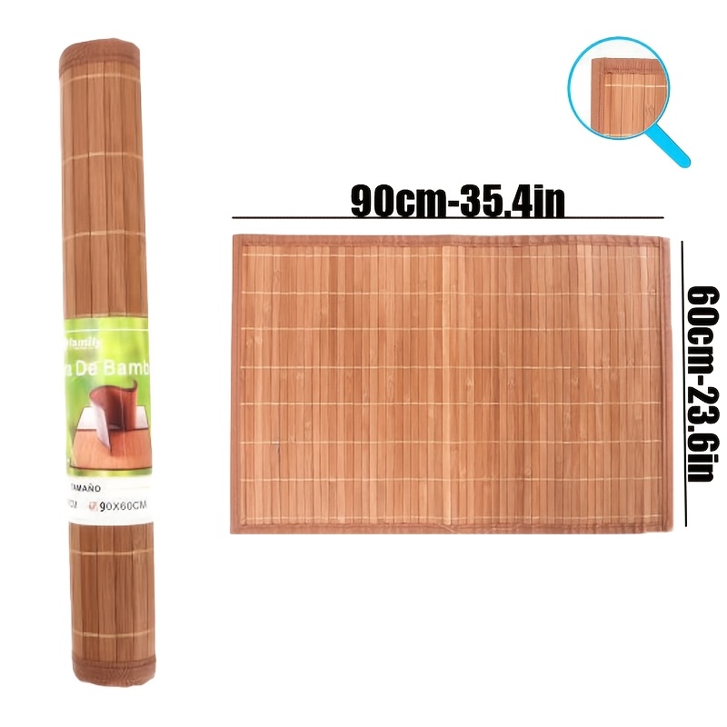 Image of Natural Bamboo Entrance Door Mat - 90x60cm Woven Bamboo Suitable For / Use, Handmade Entryway, Durable Natural Fiber Doorway