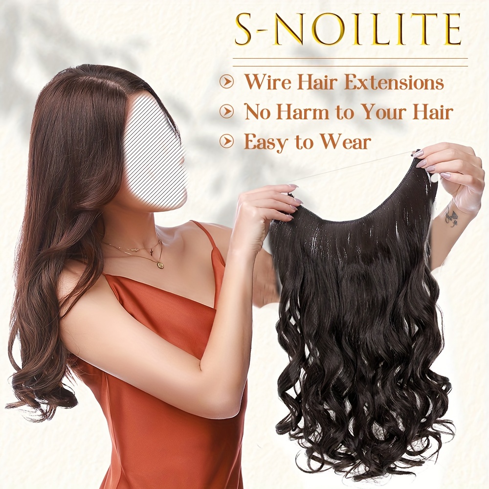 s noilite invisible wire hair extensions adjustable size breathable lace net synthetic straight curly wavy secret headband for women natural look highlighting piece details 1