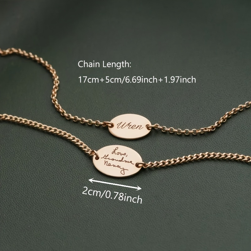 Personalized Text Oval Bracelet, Custom 304L Stainless Steel