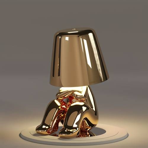 1pc thinker statue led night 3 way dimmable usb charging table creative little golden for man atmosphere for home bedside or decorative gift
