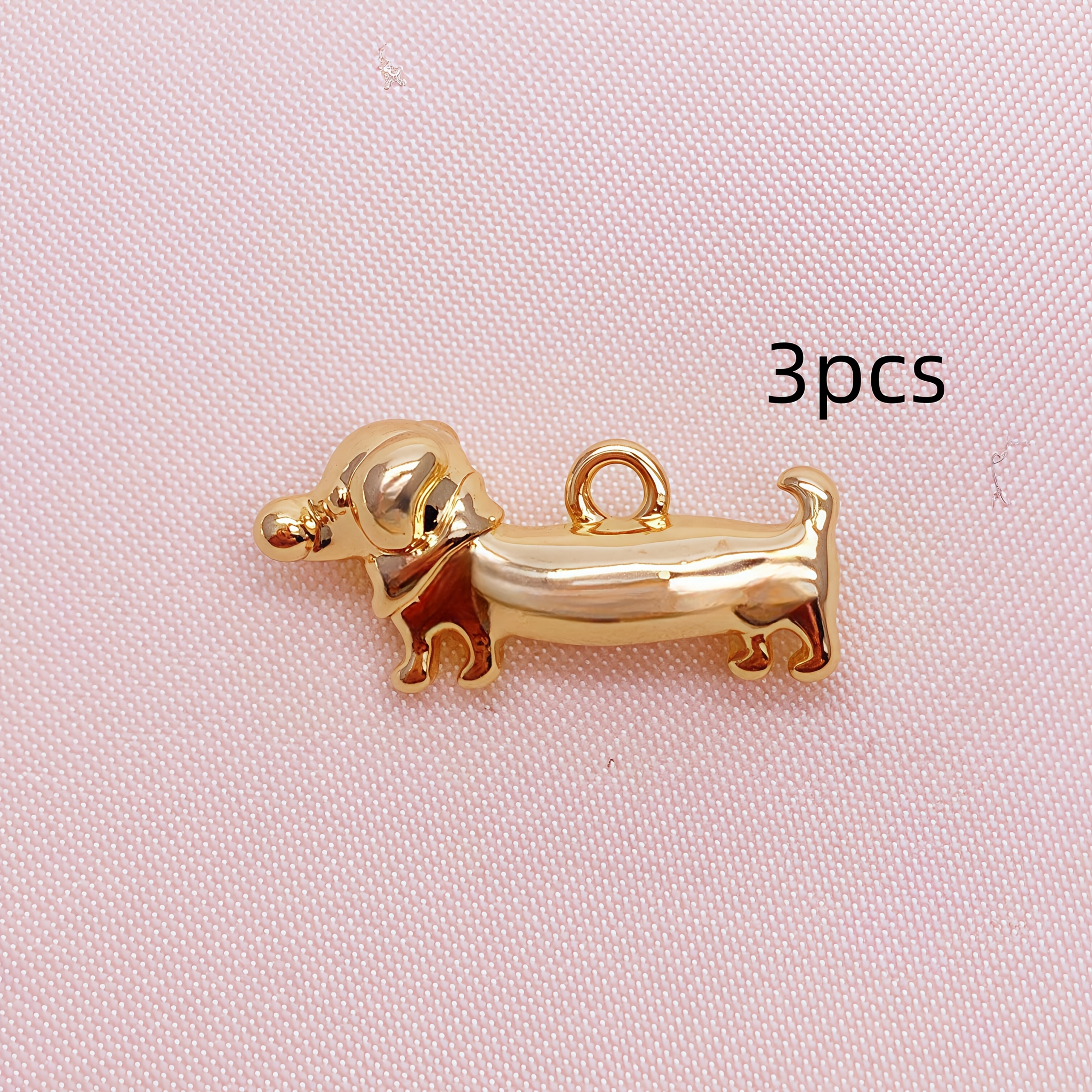E-shop 3-teiliges Set 18K vergoldete Dackel-Anhänger - Niedliche sitzende & stehende Dackel-Anhänger mit Halsband-Schlaufe für Kette, Armband, Ohrringe