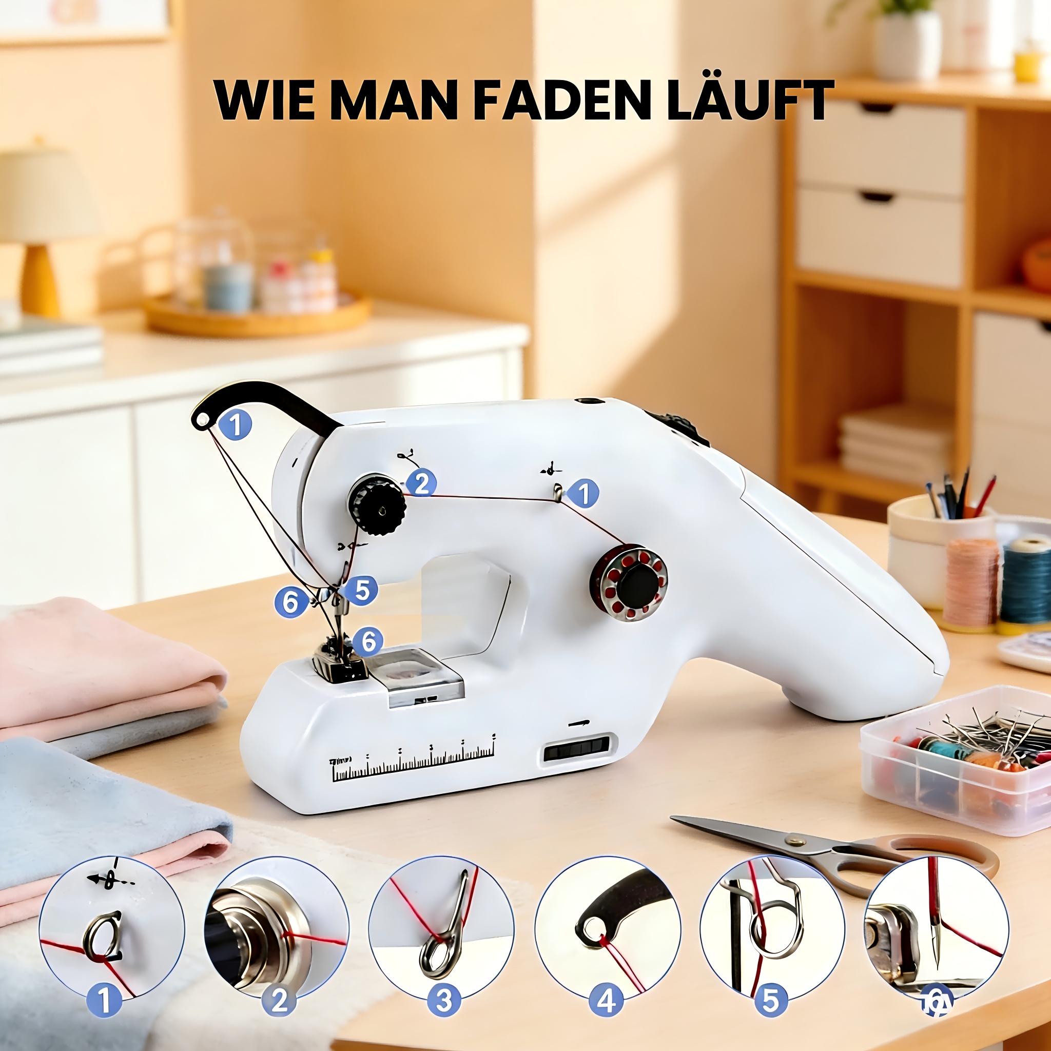 E-shop Tragbare Nähmaschine, unterstützt verschiedene Nähbedürfnisse wie das Ausbessern von Kleidung, das Herstellen von kleinen Gegenständen usw., mit