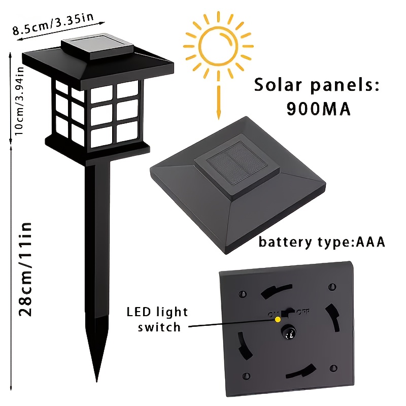 24-Pack Solar Outdoor LED Landscape Lights, IP44 Waterproof, Warm and White Light Options for Garden, Driveway, and Sidewalk Lighting