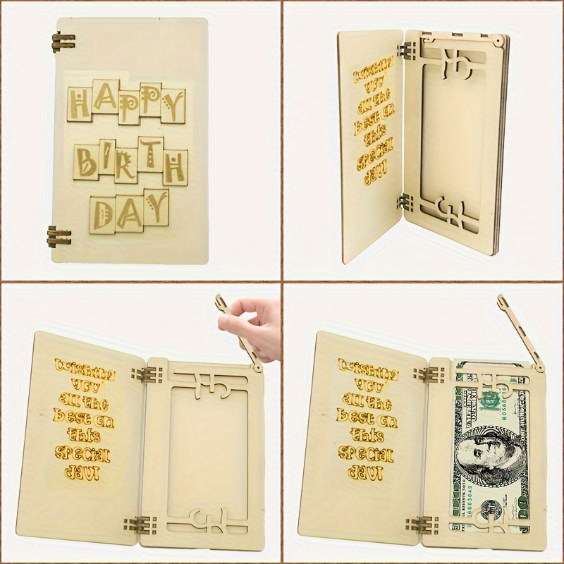 Contemporary Wooden Money Holder Greeting Card Temu