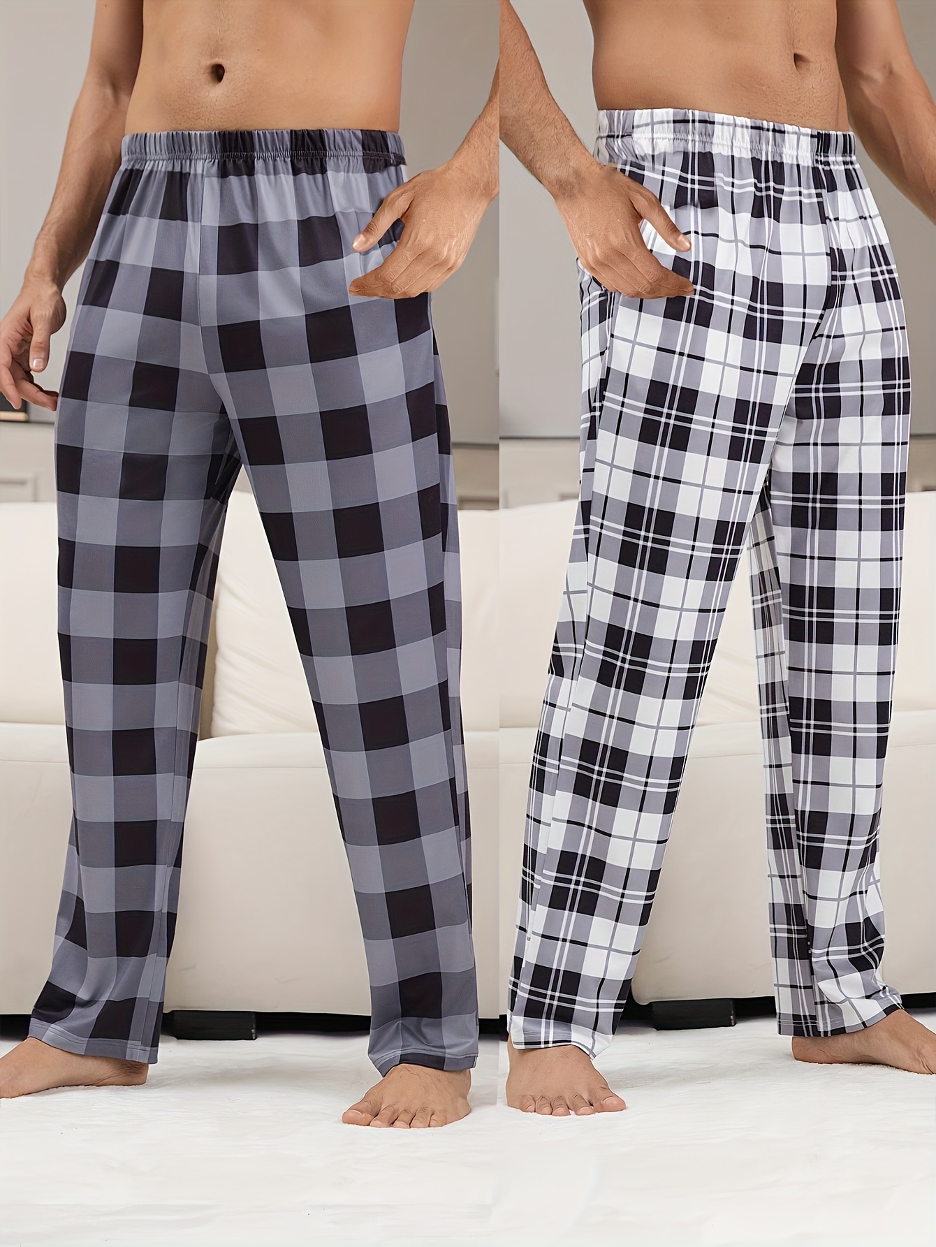 Pantalon Pyjama Homme Flanelle – Doux Et Chaud, Style Décontracté Automne/Hiver, Motifs Variés (Camouflage, Uni, Floral)