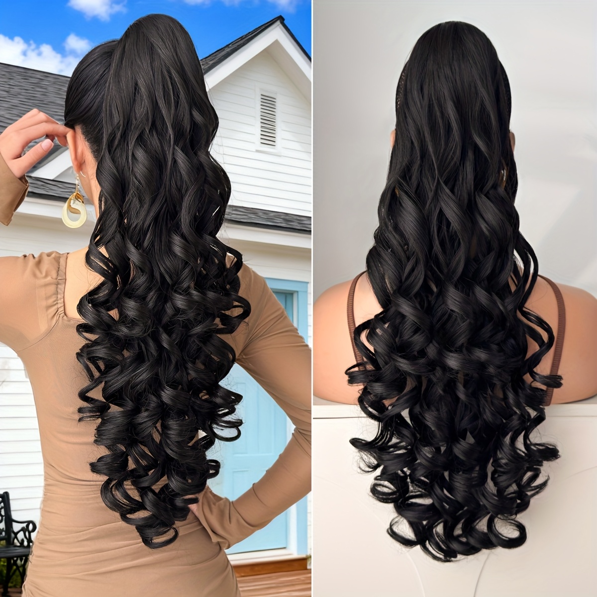 TEMU Extension da donna "28" Deep Wave resistente al calore con clip a coulisse - Multicolore (, Marrone, , Oro, Marrone Scuro) Look, Attacco sicuro,