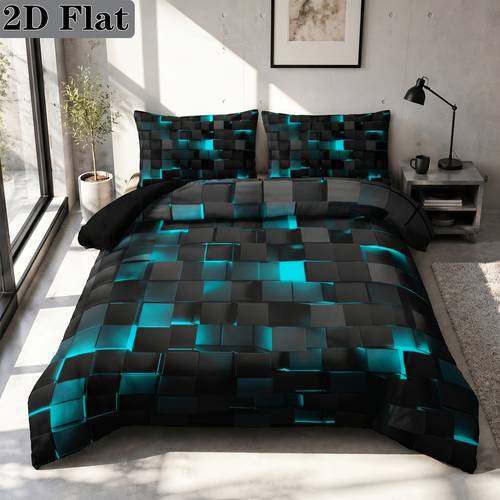 item picture 2d flat 2 3pcs soft and cozy duvet cover set versatile and durable for fade resistant and shape retaining four sizes single king 1 quilt cover 1 2 pillowcase without filling 2d flat