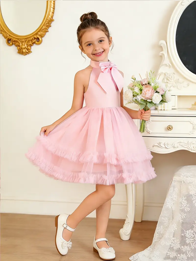girls halter dress Girls Tie Back Halter Dress
