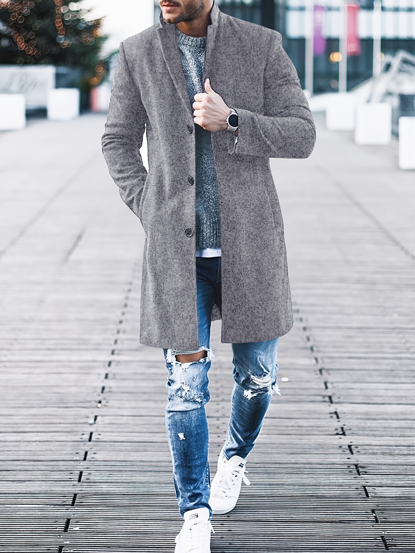 manteau homme pardessus chaud à simple boutonnage Temu Switzerland