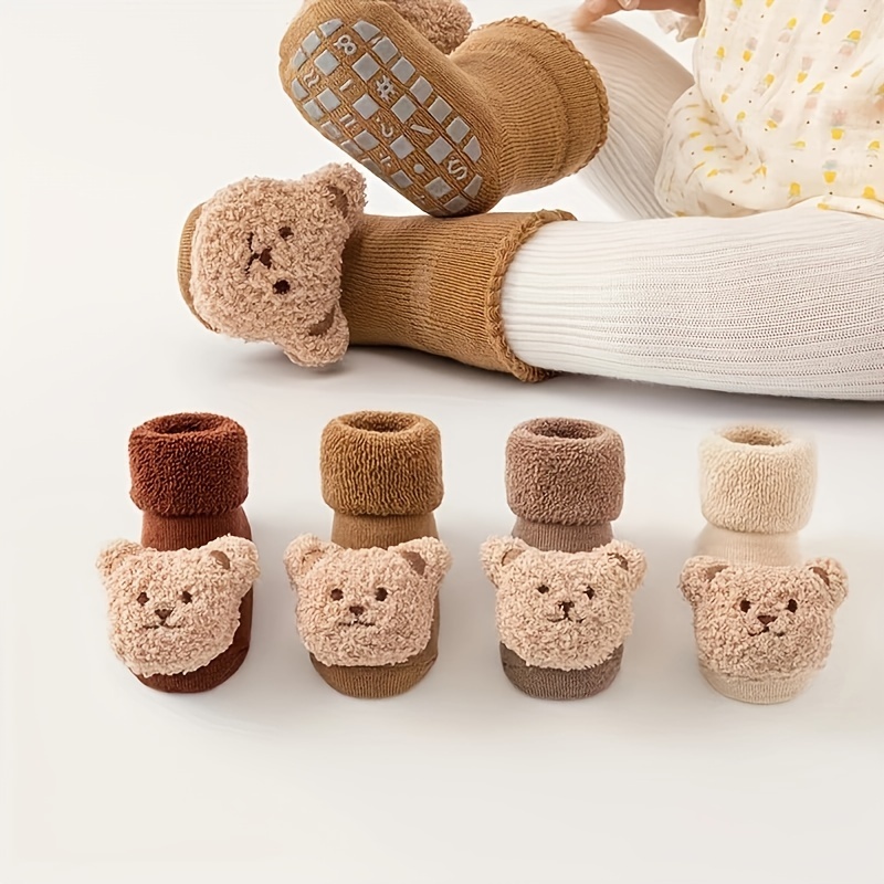 Chaussettes antidérapantes pour bébé, en coton, motif Animal de dessin  animé, nouveau-né, automne et hiver