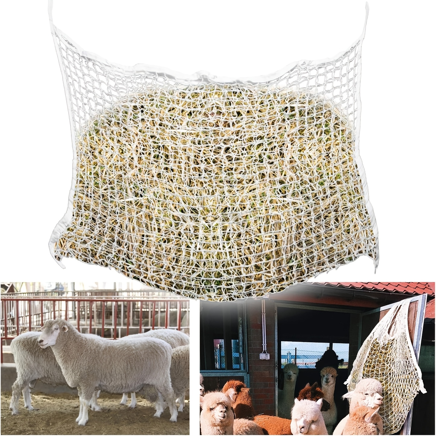 TEMU Big Hay Bag, Measuring 160 By 100 Cm, Designed For Feeding Horses And Goats, Featuring A Fine Mesh Of Cm, Which Aids In And Overall Health,