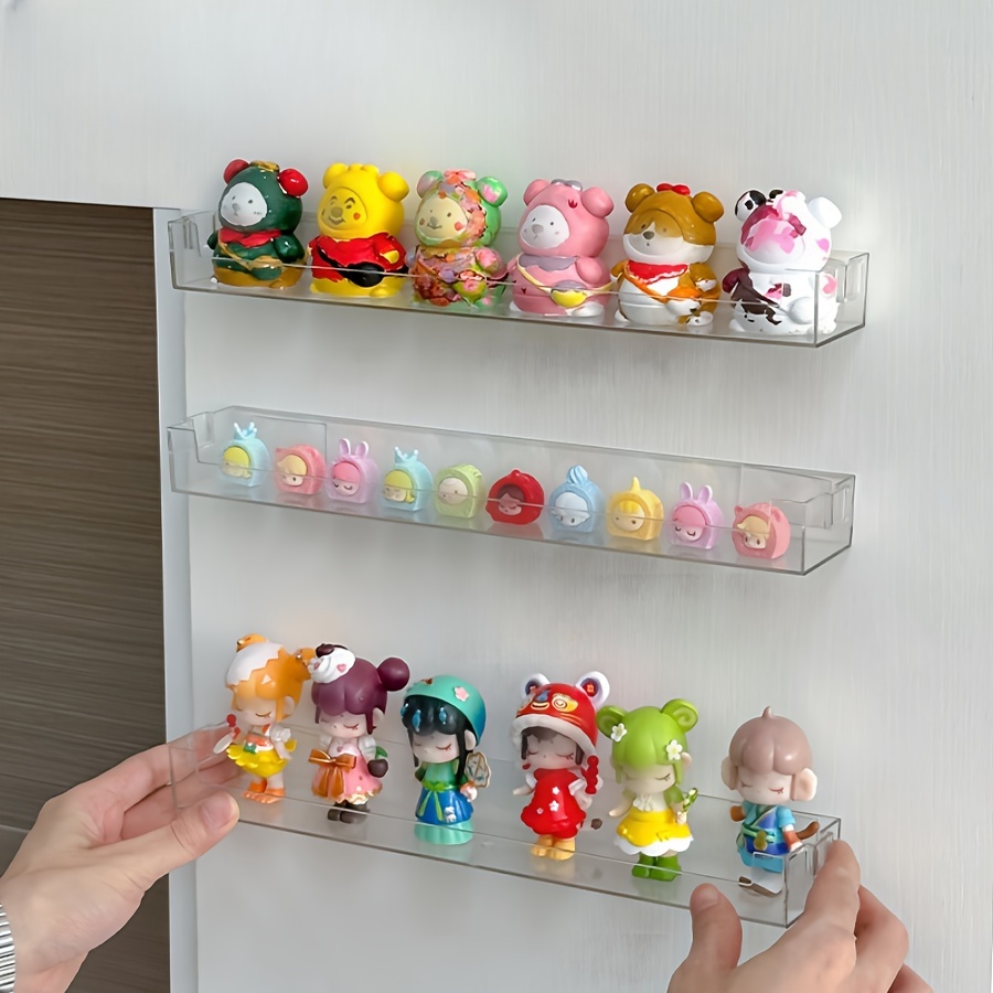 

3pcs Transparent Plastic Wall Shelves - No-drill, Easy Assembly, Multi-functional Storage For Living Room, Dorm, Or Walls, Organizing Collectible Figurines And Decorative Items, Shelf Decor Items