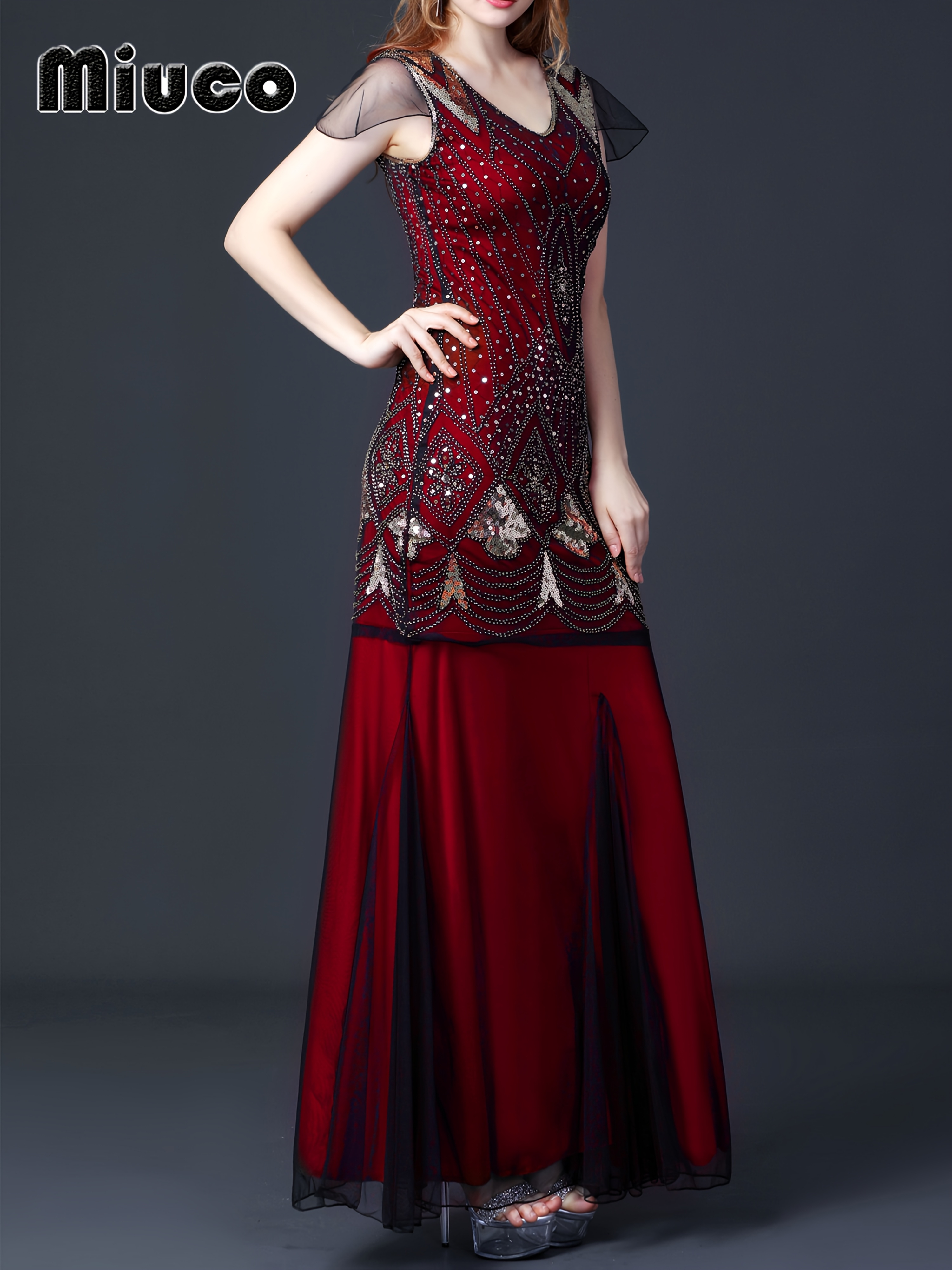 plus size 1920s flapper dress vintage great party - Temu