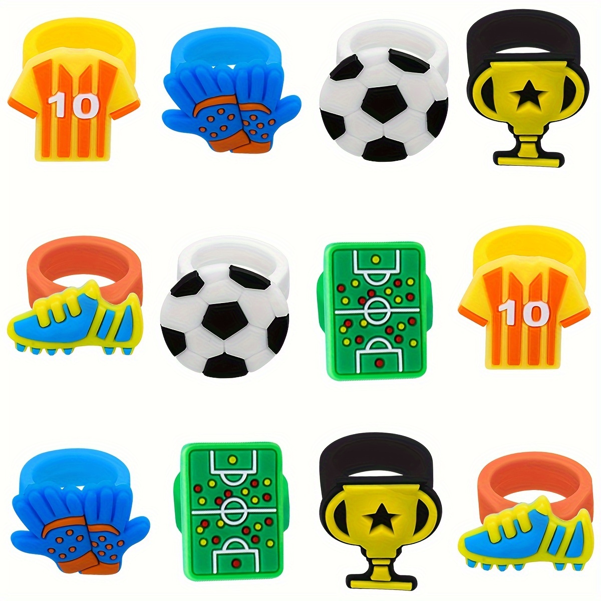 

12pcs Of Soccer Rings, Soccer-themed Party Decorations, Birthday Party Gifts, Gift Bag Fillers, Colors May .