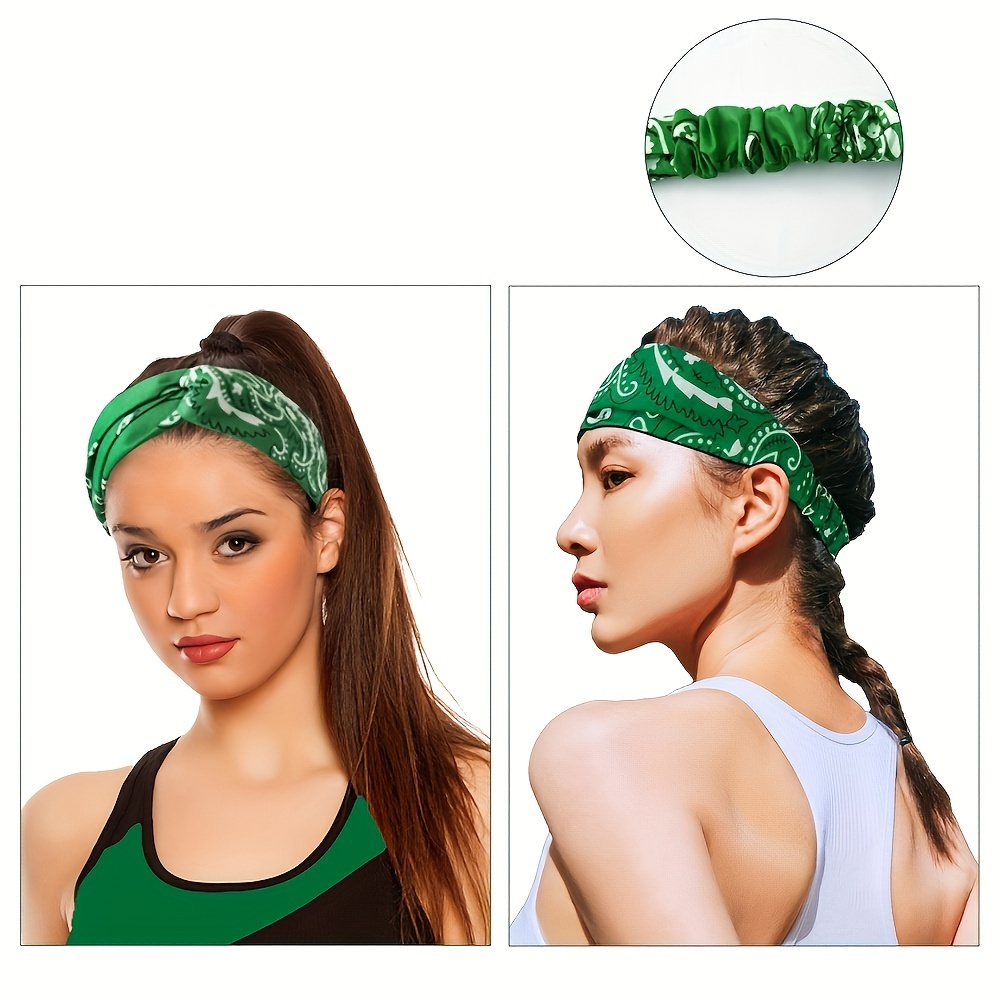 

12pcs Fashion Versatile Headband, Bohemian Elastic Headbands, Hiphop Street Dance Sweat-absorbing Headbands