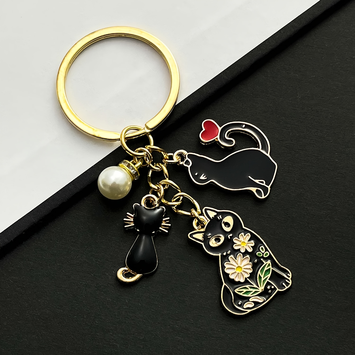 

Enamel Cat Keychain Accents - Zinc Alloy, For Car , Backpacks & Wallets